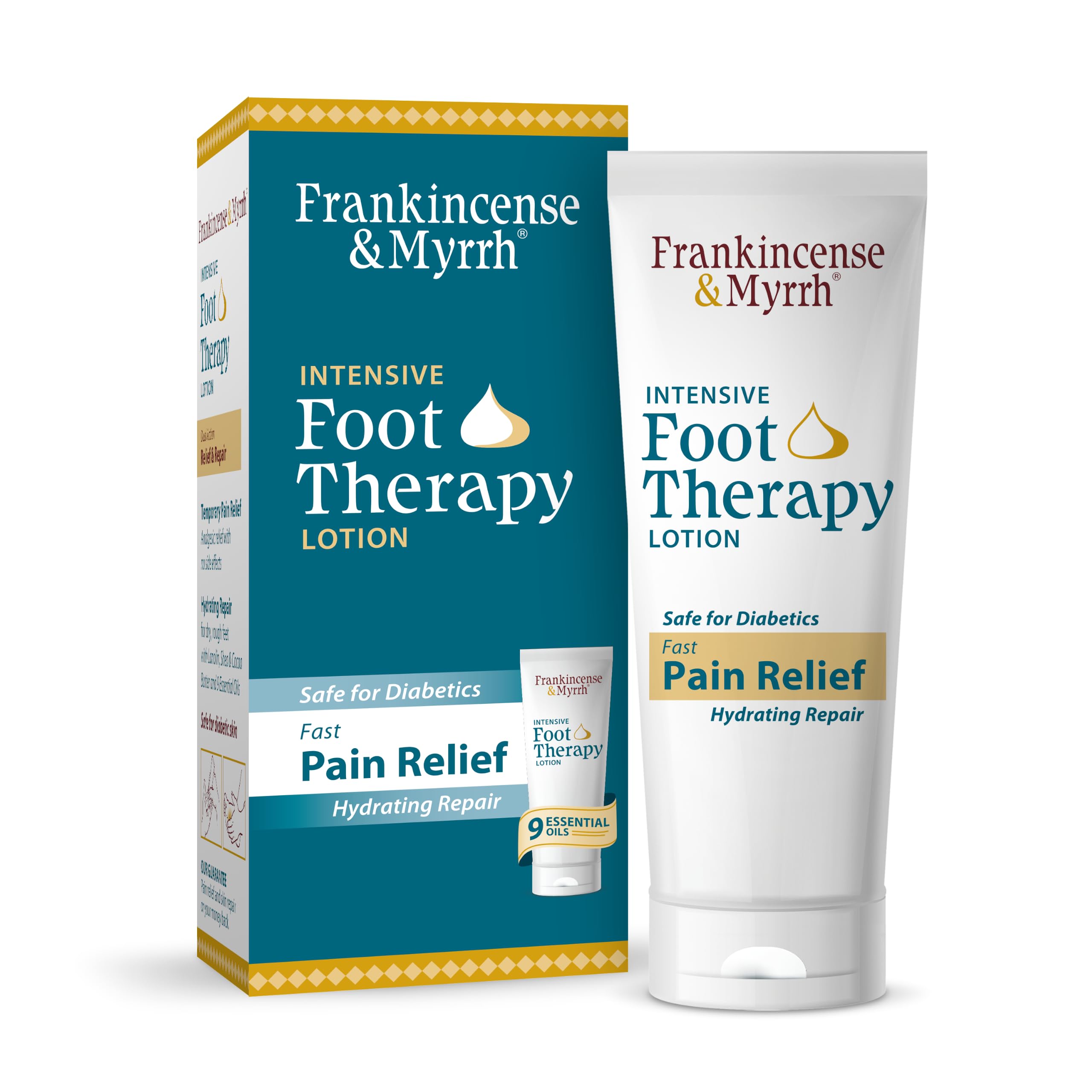 Frankincense & Myrrh Intensive Foot Therapy Lotion, Diabetic Relief, 3 oz | Dual-action cream relieves diabetic nerve & restless leg pain while repairing dry, rough, cracked skin on feet. Fast relief.
