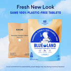 Buy now BLUELAND 100% Plastic-Free Dishwasher Detergent Tablets, 36 Count, Free & Clear, Eco-Friendly Dishwashing Pods, Natural, USDA Certified biobased at indiglob india