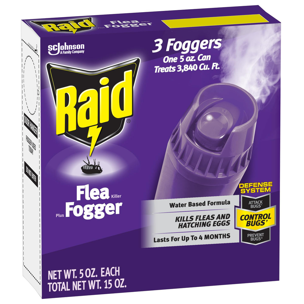 Raid Flea Fogger Plus Killer, Kills Fleas and Hatching Eggs, Lasts for up to 4 Months, Indoor Fogger, 3 Count (Pack of 3)