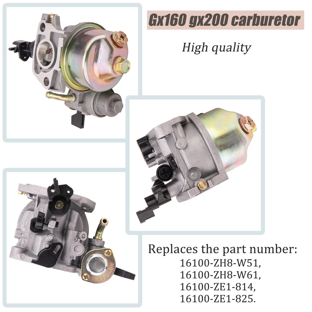 GX160 GX200 Carburetor Compatible with Honda GX120 GX140 GX 160 GX168 GX200 5HP 5.5HP 6.5HP Engine, GX160 Carburetor + Recoil Starter + Ignition Coil + Air Filter Tune Up Kit