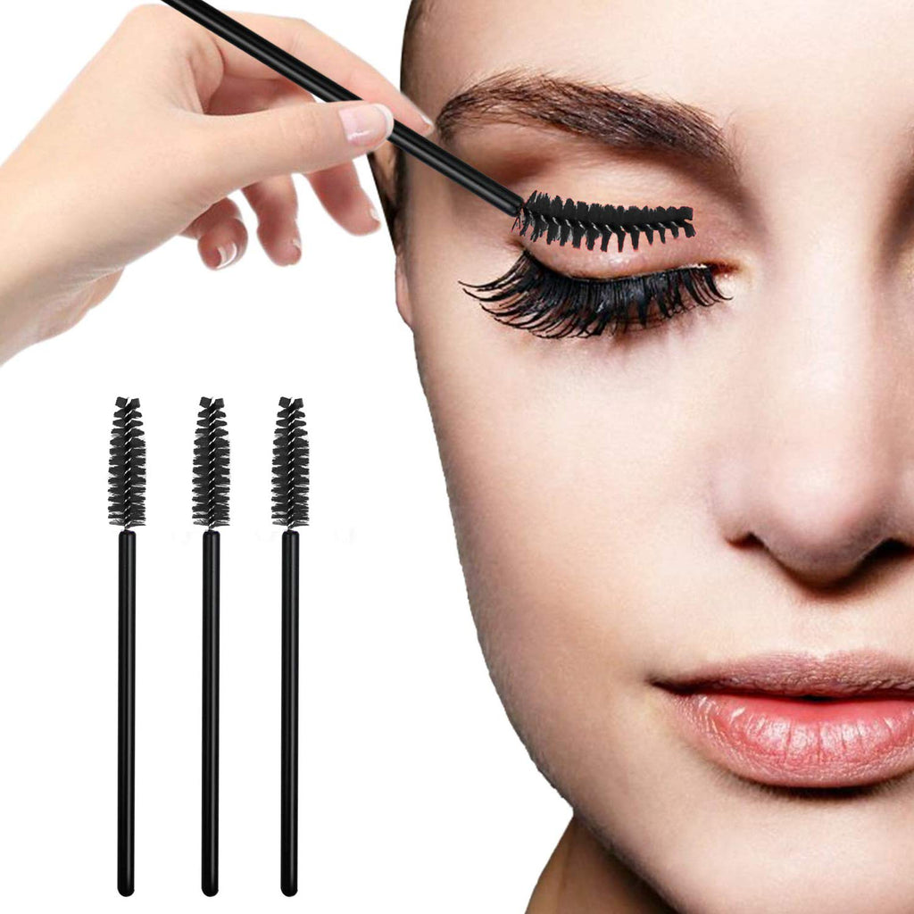 100 Pcs Disposable Eyelash Brushes for Eye Lashes and Makeup (Black)