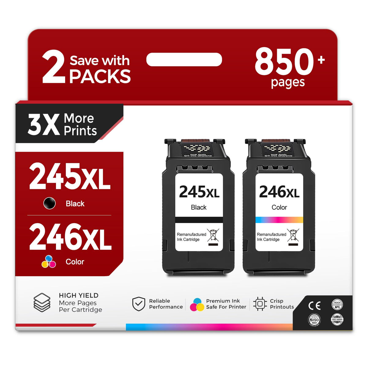 245XL 246XL Ink Cartridge Replacement for Canon PG 245 CL 246 XL Combo Pack