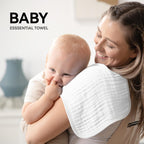 Synrroe Burp Cloths Large, Muslin Burp Cloths for Baby, Extra Absorbent and Soft, 6 Layers 20 by 10 Inches 100% Cotton (White Large 4 Pack)