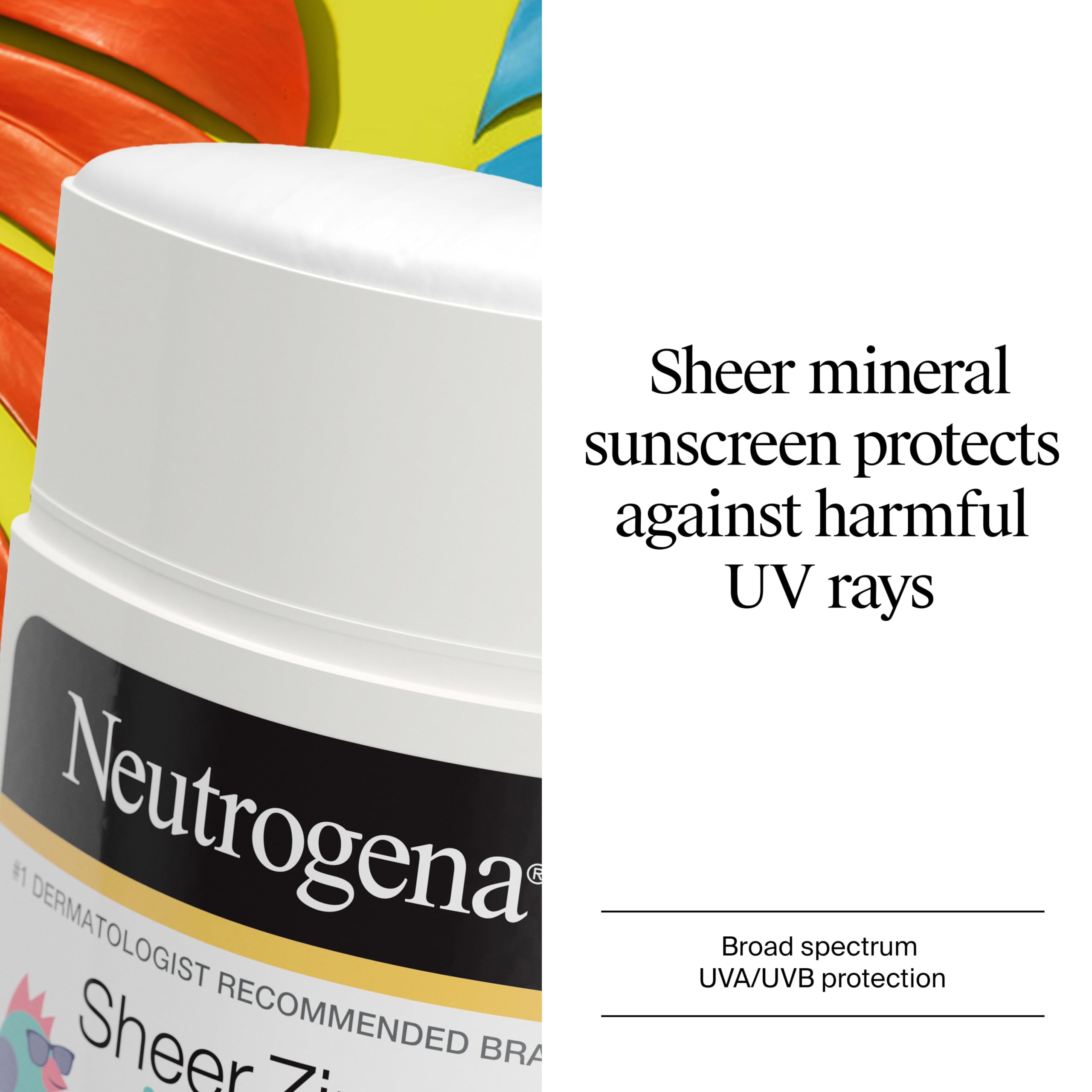 Neutrogena Sheer Zinc Oxide Kids Mineral Sunscreen Stick SPF 50+, 1.5 oz | Broad Spectrum Protection, Water-Resistant Sunscreen Stick, Gentle on Sensitive Skin, Dermatologist Recommended