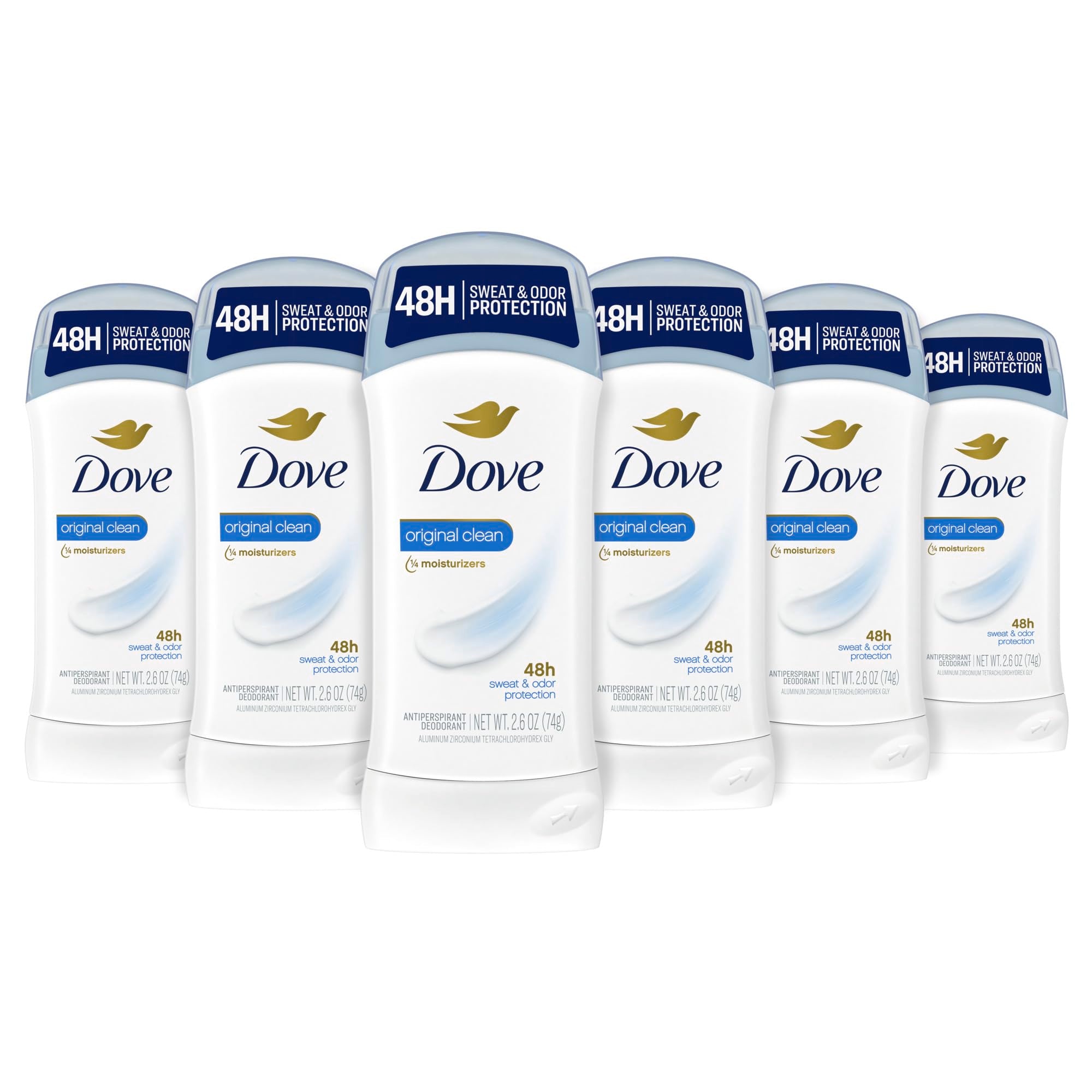 Dove Antiperspirant Deodorant Stick Original Clean 2.6 oz 2PK | All Day Underarm Sweat & Odor Protection for Women. Invisible Solid