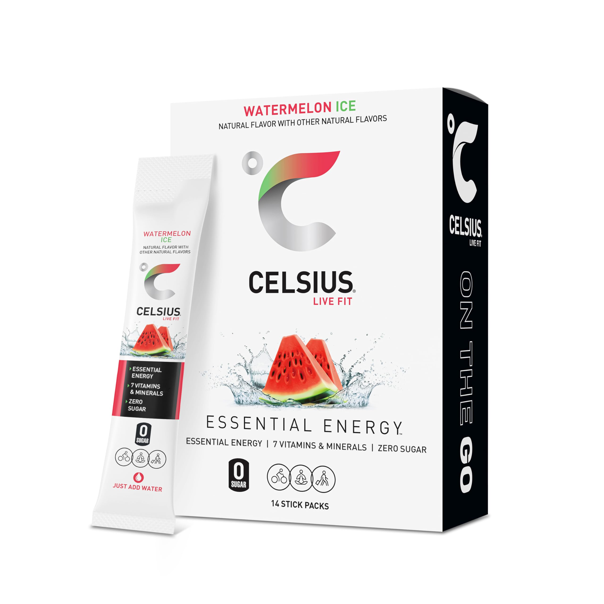 Buy now CELSIUS On The Go Strawberry Mango, Sugar Free Energy Drink Mix (14 Sticks per Pack) Watermelon Ice 2.5 Ounce (Pack of 1) at indiglob india