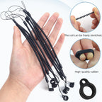 8 Pcs Pen Lanyard, 9.8" Pen Leash for Clipboard,Elastic Lanyard Tether with Silicone Rings, Retractable Stylus Tethers Holder Anti-Lost for Tether Drawing Pens to Touchscreen (Black)