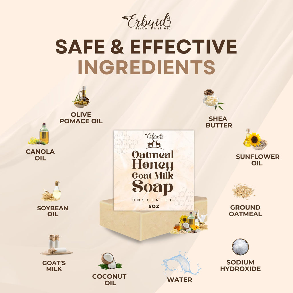 Oatmeal Soap – Natural Oatmeal & Honey Goat Milk Bar – Face & Body Wash for Eczema, Psoriasis, Dry, Itchy, Sensitive Skin Relief – Unscented Soap Great for Kids, Babies – Handcrafted, Made in USA