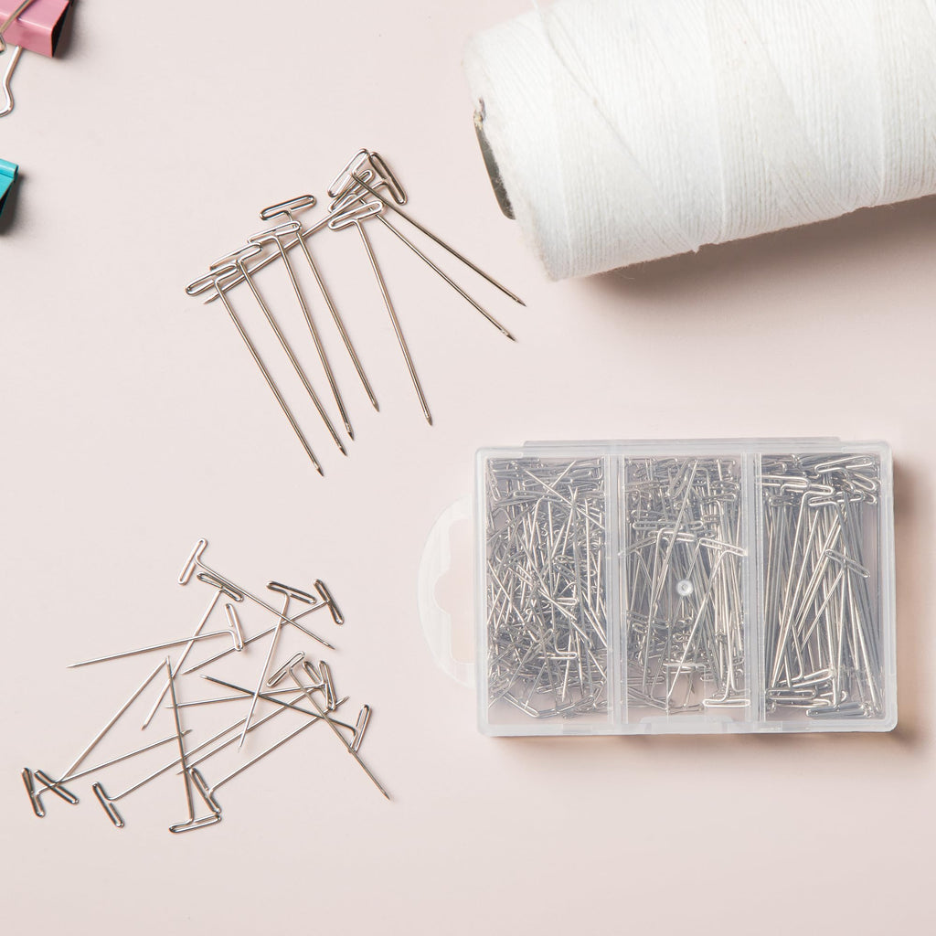 250Pcs T Pins, 1inch /1.5inch/ 2 inch T-Pins,Stainless Steel T Pin for Wigs, Blocking Wig Pin for Foam Head, Craft, Quilting and Blocking Knitting for Office Wall