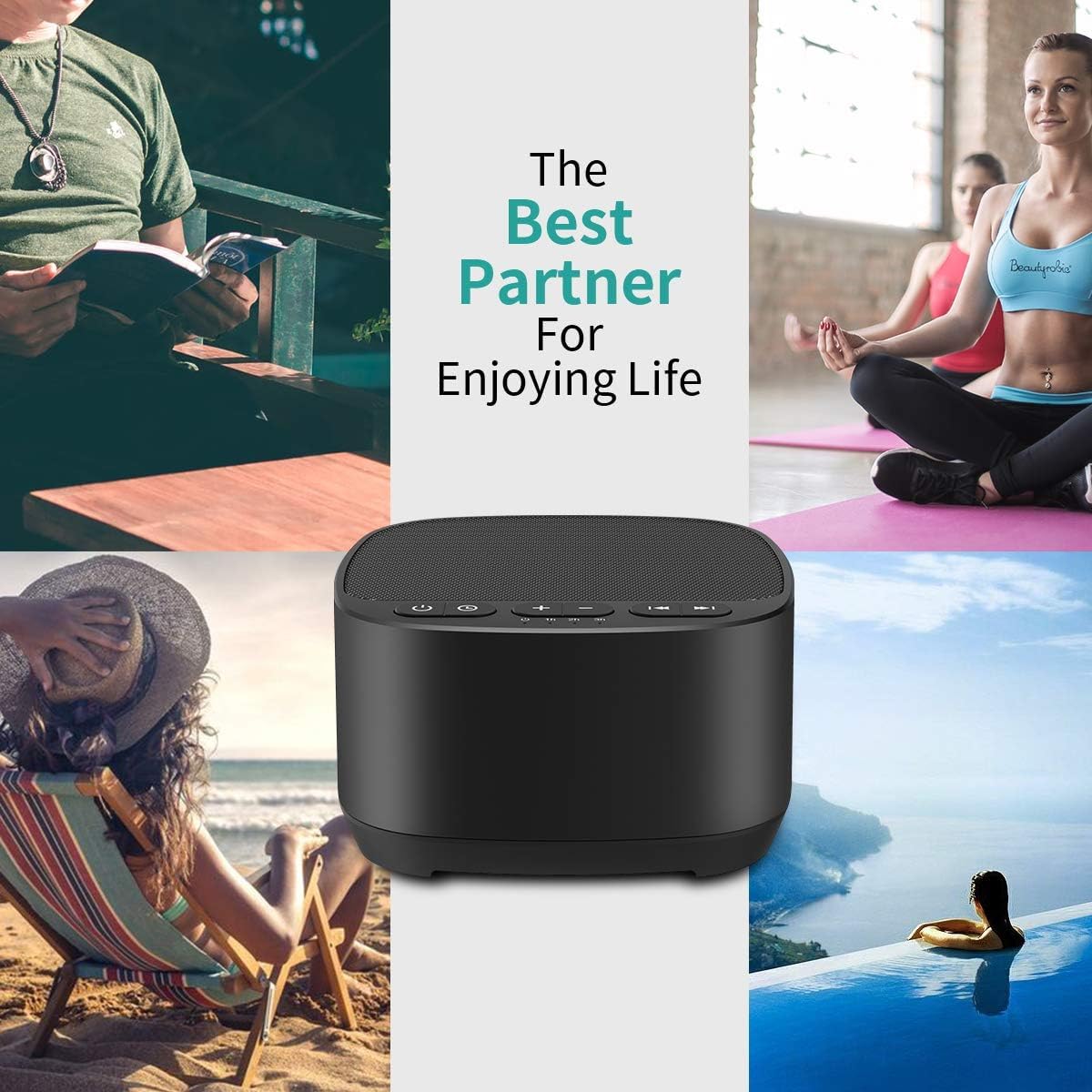 Buy now Magicteam Sleep Sound White Noise Machine with 40 Natural Soothing Sounds and Memory Function 32 Levels of Volume Powered by AC or USB and Sleep Timer Sound Therapy for Baby Kids Adults (B-Black) at indiglob india