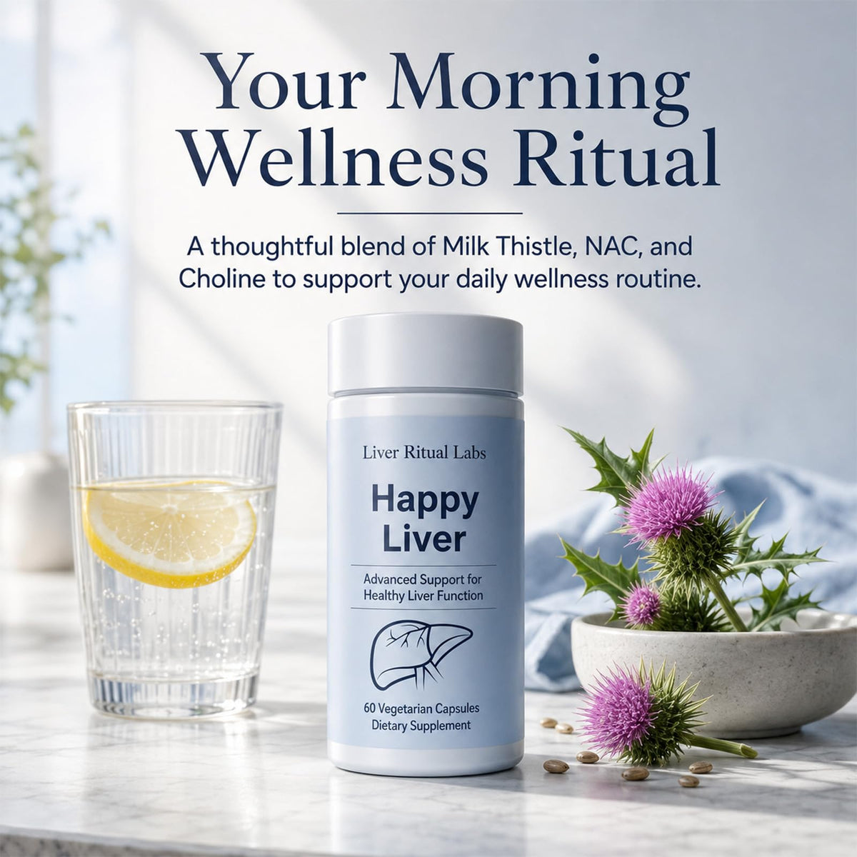 Ritual Labs Happy Liver Support, with Kudzu,Turmeric Herbal Support, Non-GMO, Gluten Free, 60 Capsules
