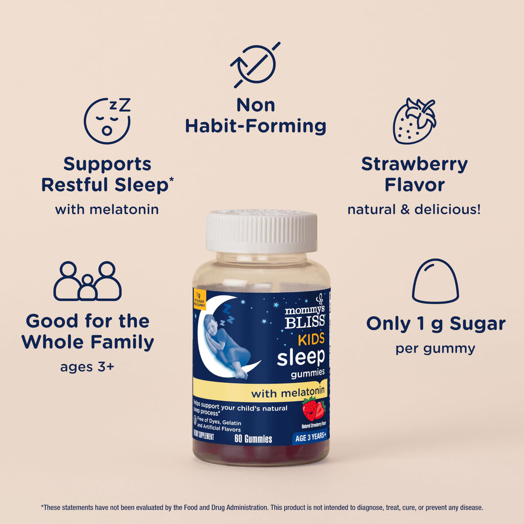 Mommy's Bliss Kids Sleep Support Melatonin Gummies, Strawberry Flavor 60ct