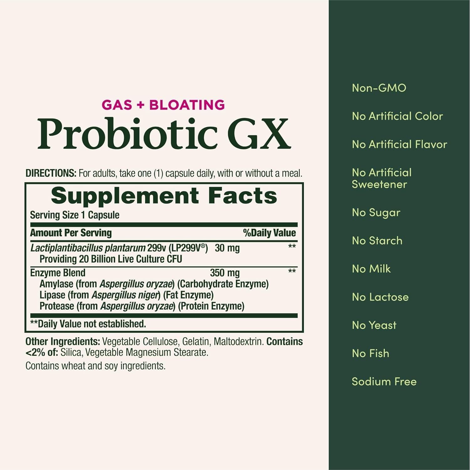 Buy now Nature's Bounty Probiotic GX, Helps with Occasional Gas and Bloating, Dietary Supplement, Digestive Health, 25 Capsules at indiglob india