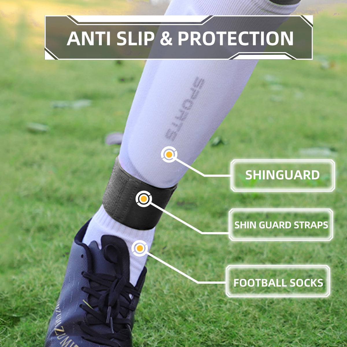 4PCS Elastic Soccer Shin Guard Straps for Kids Youth Adult