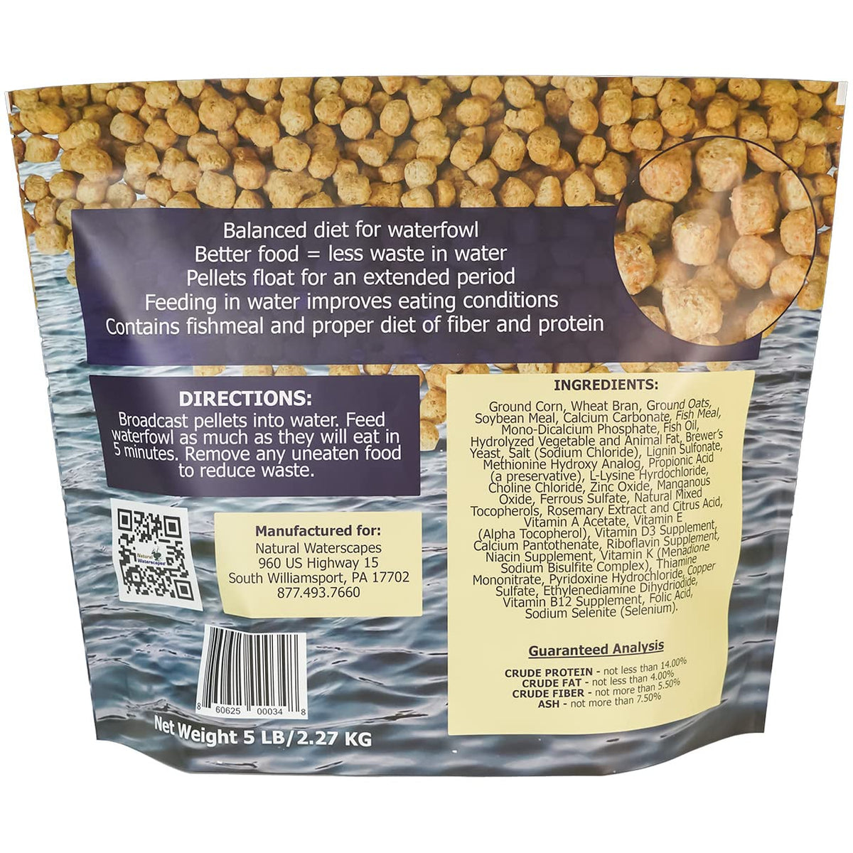 Natural Waterscapes Waterfowl Feed (5 lb) Floating Duck Food | for Wild Ducks, Pet Ducks, Geese, Swans