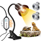 TFNN Reptile Heat Lamp, Heat Lamp with Clamp, UVA UVB Reptile Light with Intelligent Cycle Timer for Turtle, Bearded Dragon, Lizard and More, 2 Bulbs 50W+75W