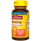 Nature Made Extra Strength Dosage Choline Supplements, 60 Capsules | Choline Supplements 800 Mg per 3 Capsules, Brain Health, Mood, Muscle & Liver Support, Vegetarian, 20 Day Supply