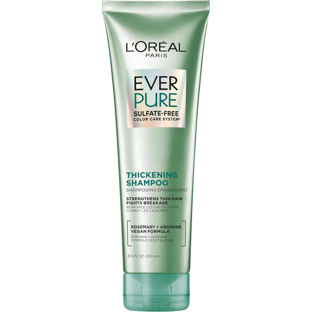 L'Oreal Paris Thickening Sulfate Free Shampoo, Thickens + Strengthens Thin, Fragile Hair, Hair Care with Rosemary Leaf, EverPure, 8.5 Fl Oz (Packaging May Vary)