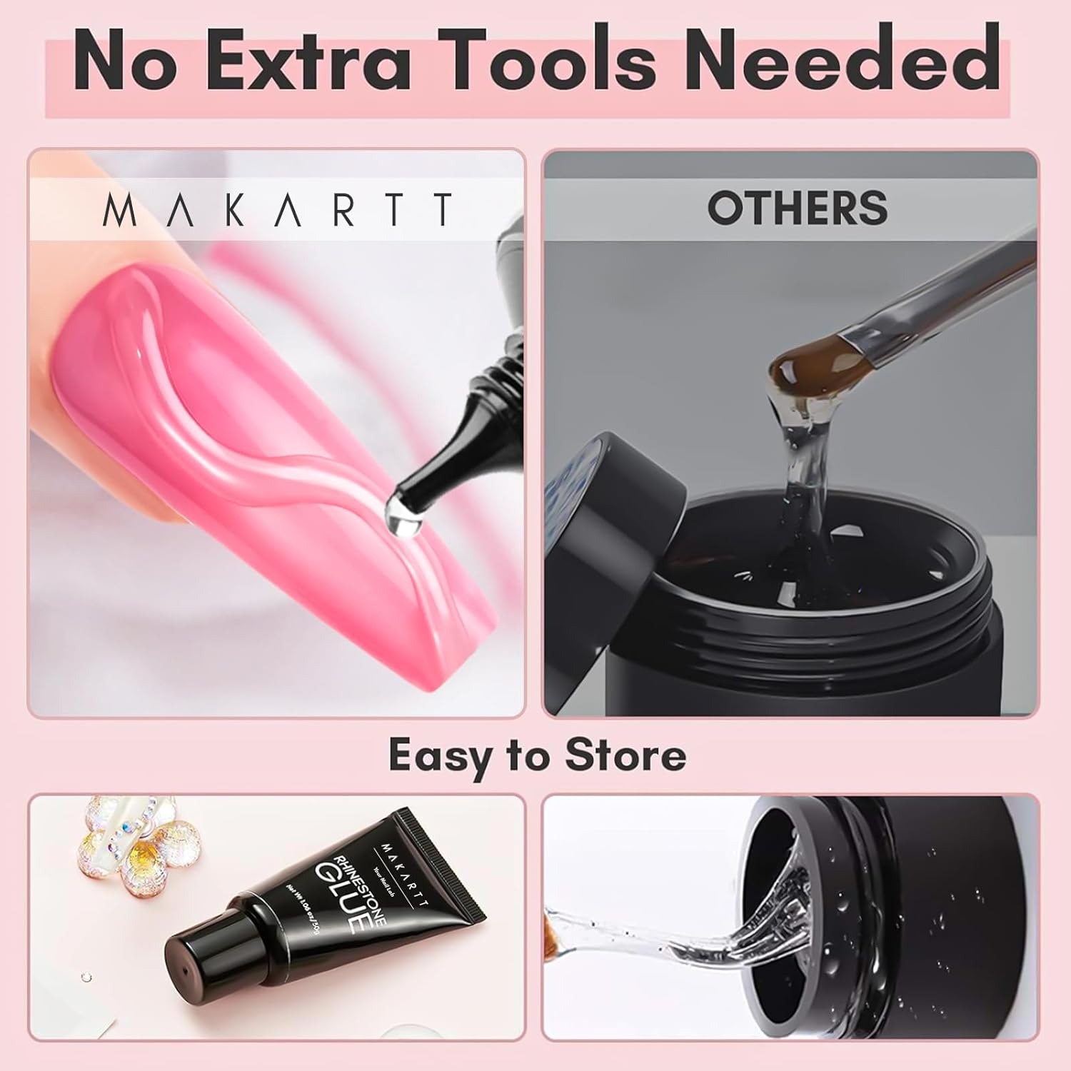 Buy now Makartt Nail Rhinestone Glue: Super Strong Gel Glue for Nail Art Decorations, Charms, 3D Bling, Gems, Jewel Diamonds 30ML Cured Need Beauty at indiglob india