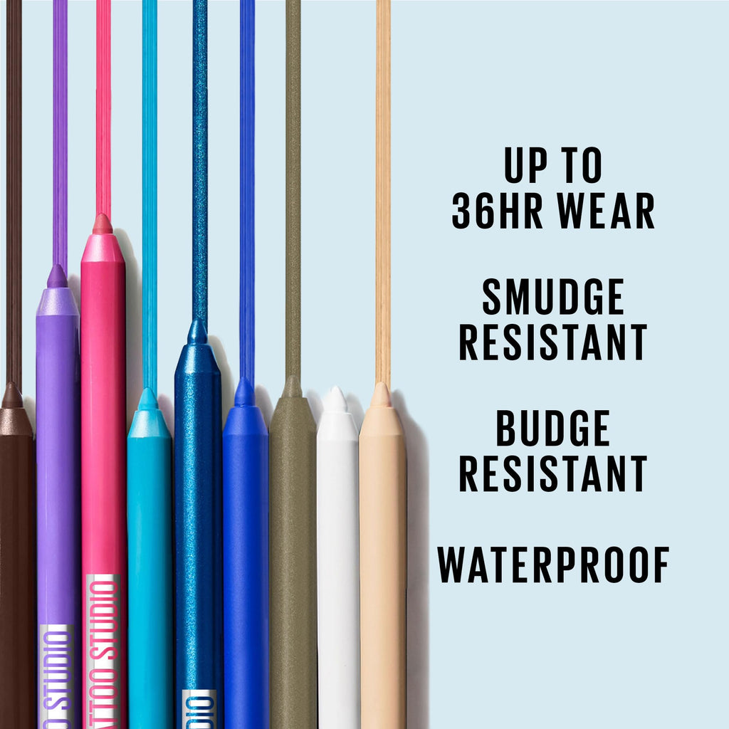 Buy now Maybelline TattooStudio Long-Lasting Sharpenable Eyeliner Pencil, Glide on Smooth Gel Pigments with 36 Hour Wear, Waterproof, Deep Onyx, 1 Count at indiglob india