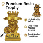 Goat Trophy Winner Award – 7 Inch Funny Greatest of All Time Trophy for Fantasy Football Champion, Office MVP, Employee Recognition, Retirement Gift for Men, Boss, Coworker & Friends