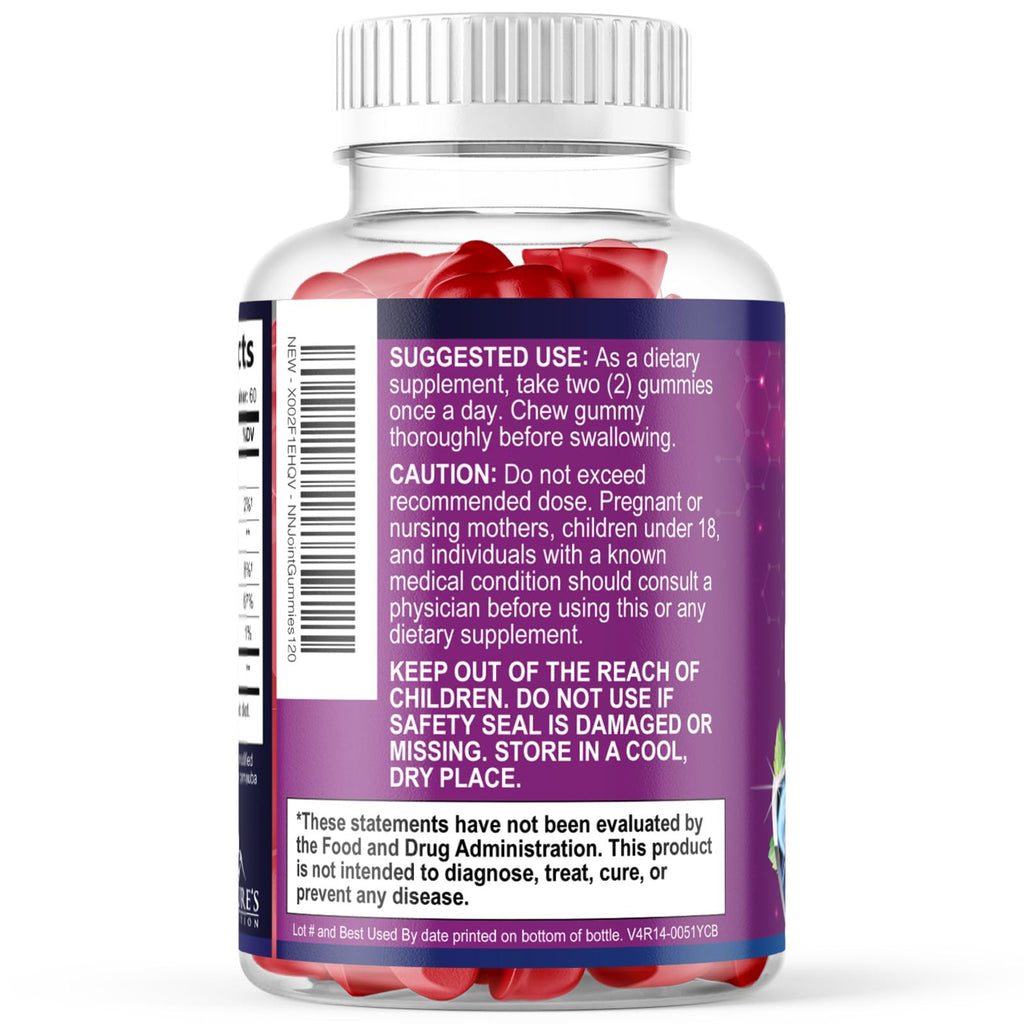 Joint Support Gummies - Glucosamine Plus Vitamin E Nature's Joint Support Supplement for Occasional Discomfort for Back, Knees & Hands - Cartilage & Joint Health & Flexibility Support - 120 Gummies