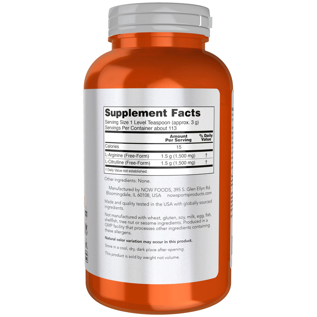 Buy now NOW Foods Sports Nutrition, Arginine & Citrulline Powder, 1:1 Ratio, Amino Acid, 12-Ounce at indiglob india