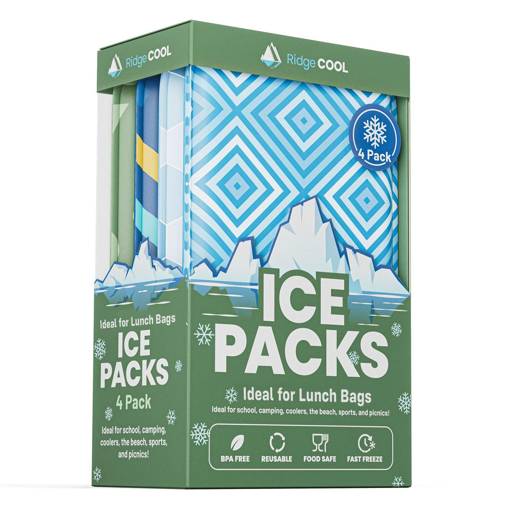 4 Pack Slim Ice Packs for Lunch Boxes, Reusable Kids Cold Packs for Coolers