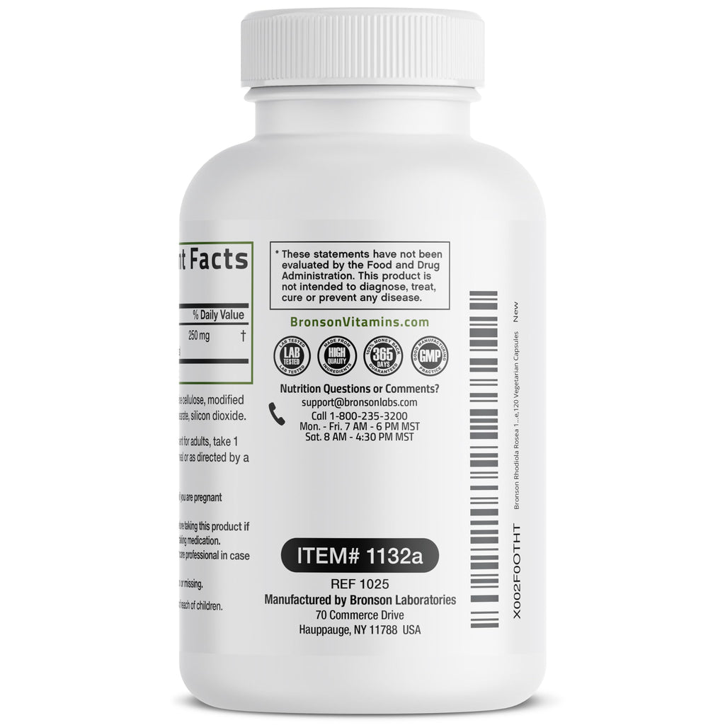 Bronson Rhodiola Rosea Adaptogen for Stress, Mood & Energy, 120 Capsules | Brain Health Support, Vegetarian, Non-GMO, Gluten-Free & Soy-Free