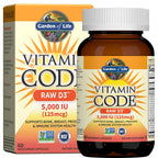 Garden of Life Vitamin D3 5000 IU, Raw Whole Food Supplements with Chlorella, Fruit, Veggies & Probiotics for Bone & Immune Health, 60 Vegetarian Capsules (Pack of 6)