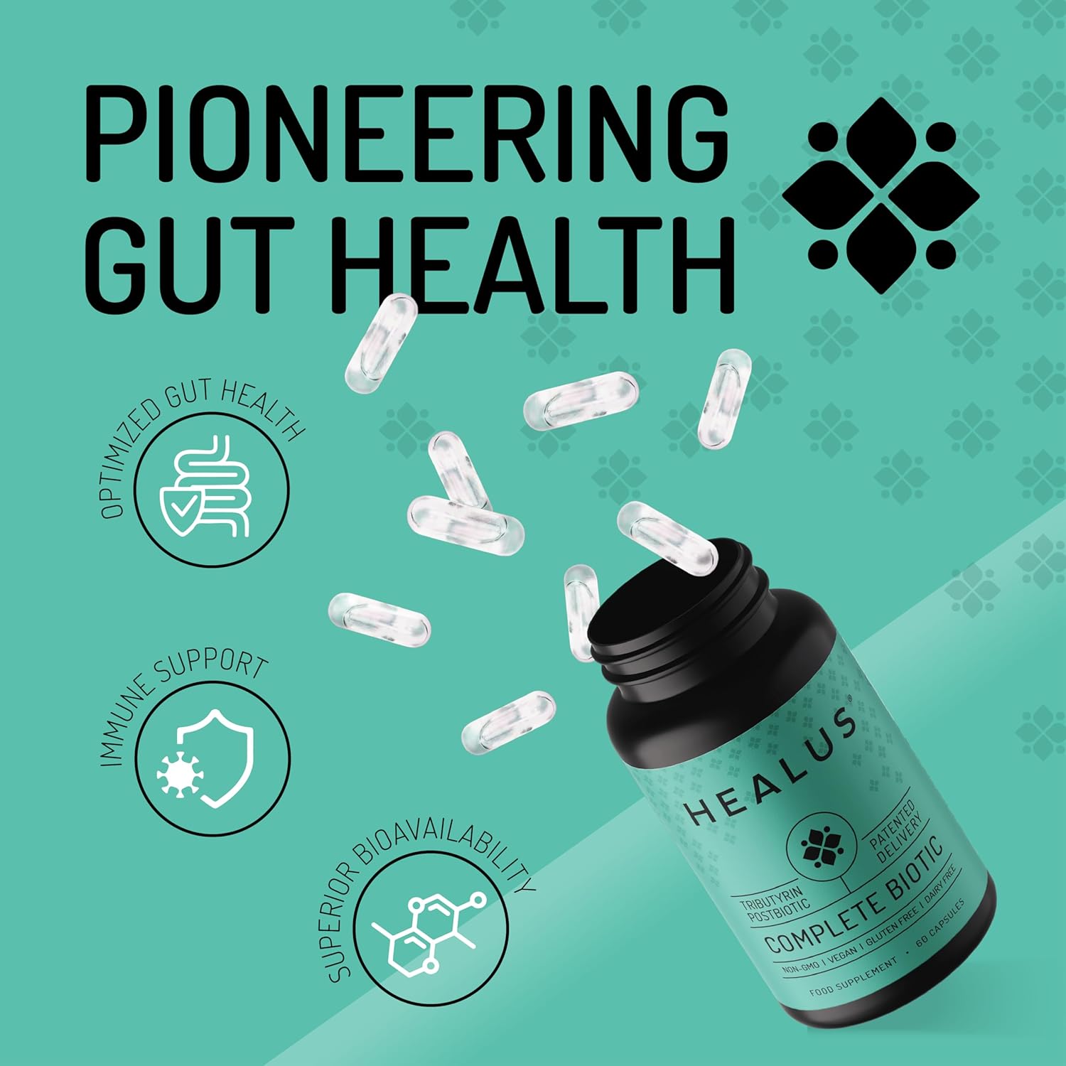 Buy now Healus Complete Biotic - Postbiotic Tributyrin Supplement - Postbiotics for Gut Health - Butyrate Gut Health Supplement at indiglob india