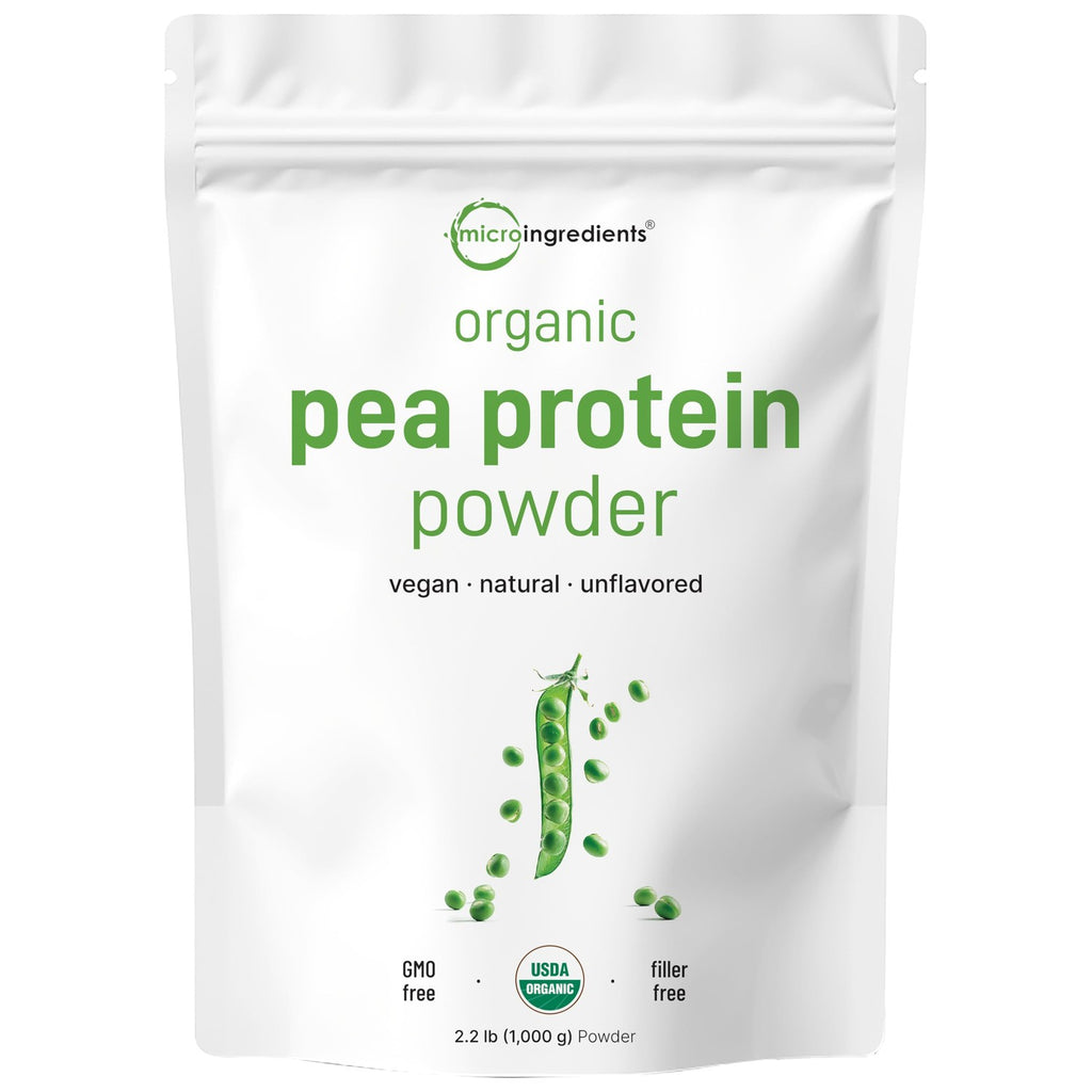 Micro Ingredients Organic Pea Protein Powder, 1KG (2.2 Pounds), North America Grown | Plant-Based Vegan Protein, Meatless Supplement, Natural Branched Chain Amino Acids | Non-GMO, Soy Free