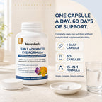 15-in-1 Advanced Eye Formula, Eye Vitamins with Lutein, Zeaxanthin & Meso-Zeaxanthin, Bilberry, Saffron & Astaxanthin, Eye Care Health Support and Mineral Supplement, 60 Capsules