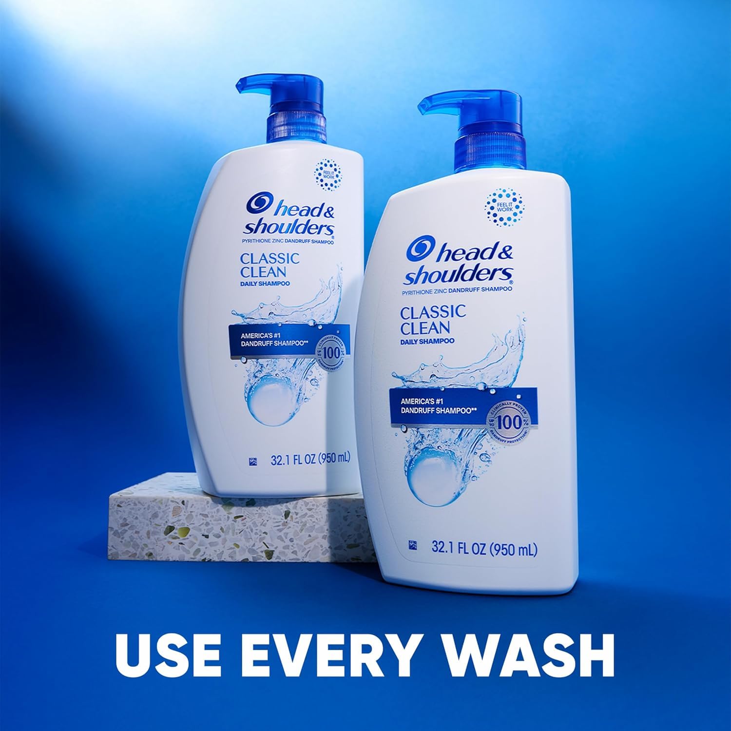 Head & Shoulders Classic Clean Anti-Dandruff Shampoo, 72-Hour Dandruff Protection, 1% Pyrithione Zinc, 28.2 fl oz