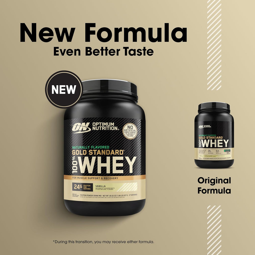 Buy now Optimum Nutrition Gold Standard 100% Whey Naturally Flavored Protein Powder, Vanilla, 1.9 Pound (Packaging May Vary) at indiglob india