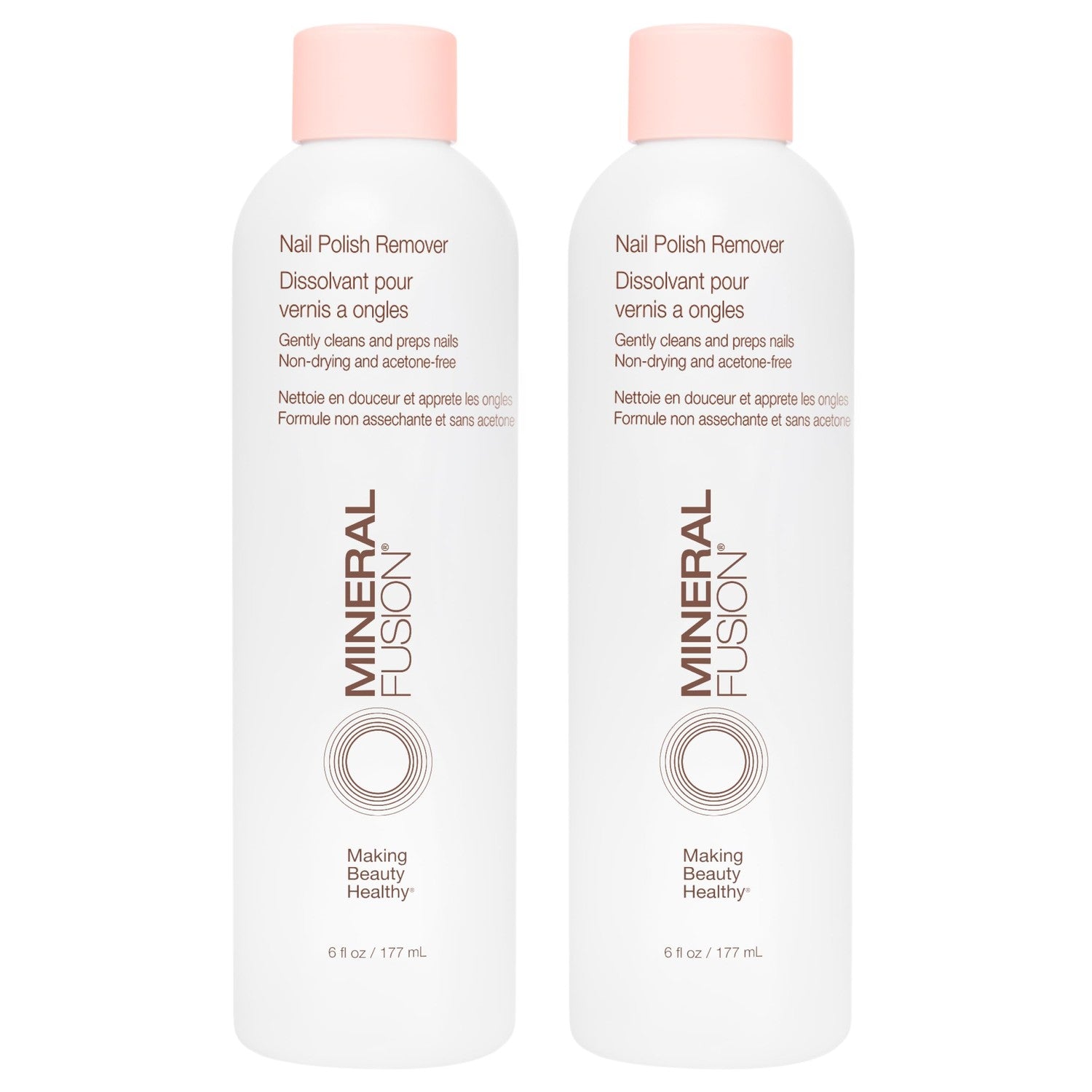 Mineral Fusion Nail Polish Remover, 6 fl oz (Pack of 2) | Acetone-Free Nail Care, Non Drying Liquid Formula