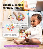 Infinno Montessori Silicone Teething Toys with Rattle, Babies 0-12 Months