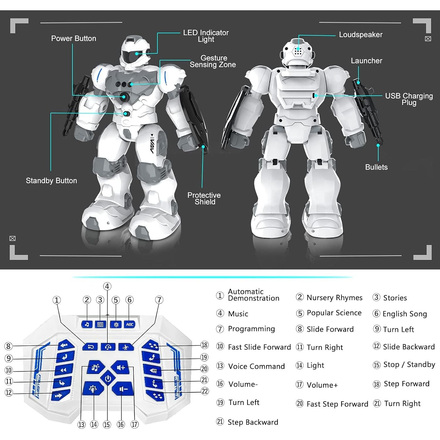Buy now VAV Toys for 6-10 Year Old Boys Girls, Rechargeable Remote Control Robot Toy, Intelligent Programmable RC Robot with 2.4GHz Gesture Sensing, Christmas Birthday Gifts for Kids Age 6 7 8 9 10 at indiglob india
