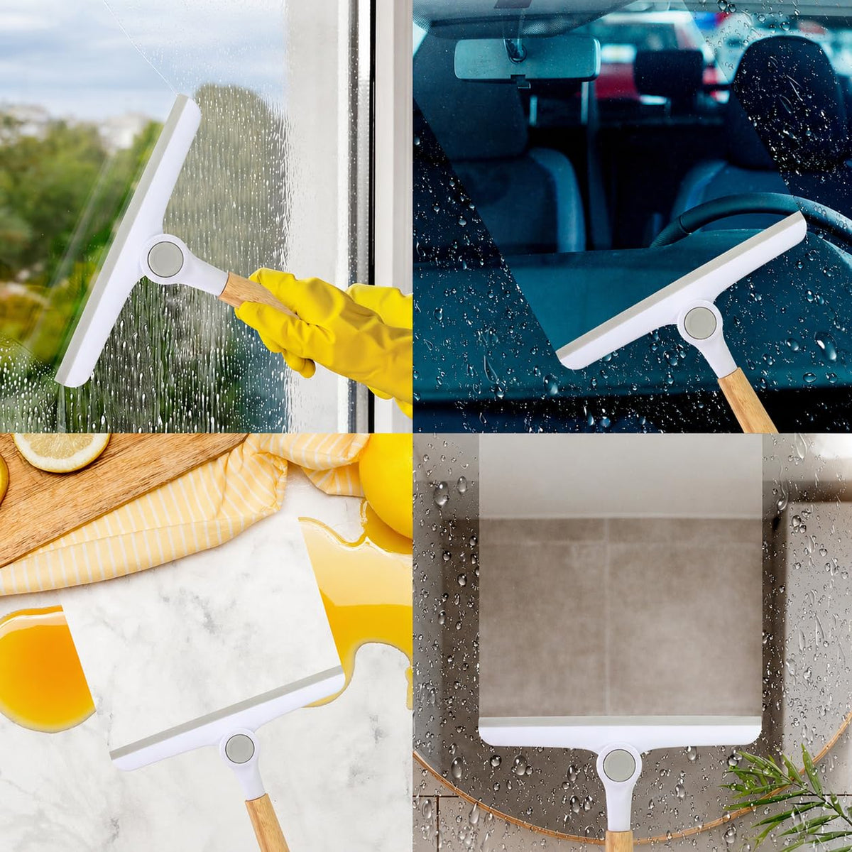 Window Squeegee for Glass Doors，All-Purpose 9.7” Window Cleaning Squeegee, Handheld for Windows, Car Windshields & More，Grey (9.5" Shower Squeegee)