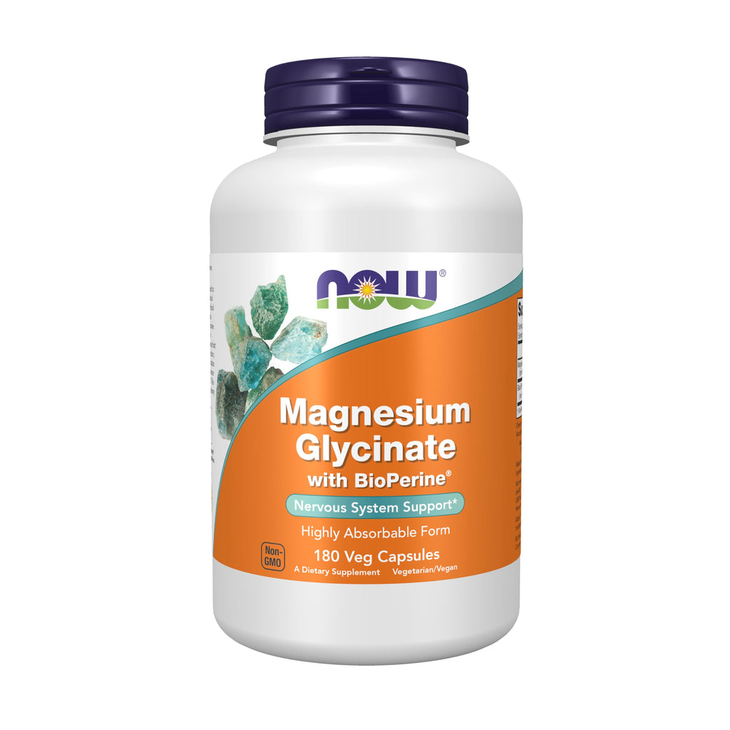 Buy now Now Supplements, Magnesium Glycinate with BioPerine, 180 Veg Capsules at indiglob india
