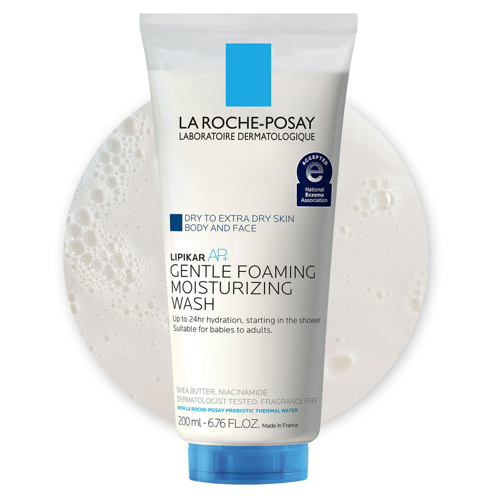 La Roche-Posay Lipikar AP+ Gentle Foaming Moisturizing Wash, Shea Butter + Niacinamide + Glycerin, Moisturizing Body Wash For Dry Skin, National Eczema Association Accepted, Dermatologist Tested
