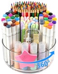 JIKIOU 430pcs Acrylic Pencil Holder Marker Organizer 360-Degree Rotating