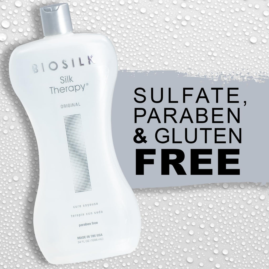 BioSilk Silk Therapy Original, Reconstructing Leave-In Hair Treatment, Adds Shine, Smooths & Prevents Split Ends, Sulfate-Free, Paraben-Free, Cruelty-Free, 34 Oz