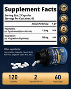 Magnesium Glycinate 200mg with Vitamin B6 for Women & Men,120 Capsules