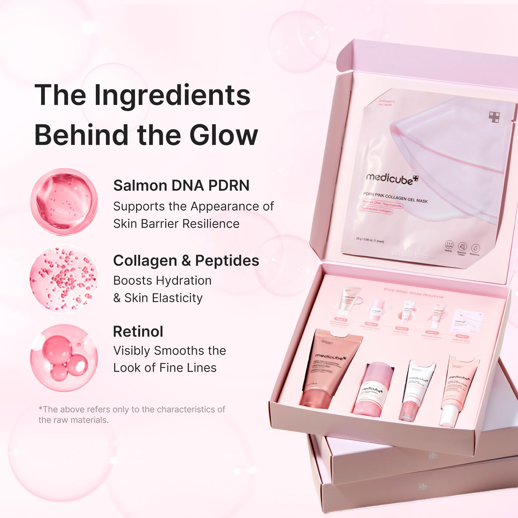 medicube PDRN Glow Essentials Kit, Mini Skincare Travel Set, 5-Step Routine