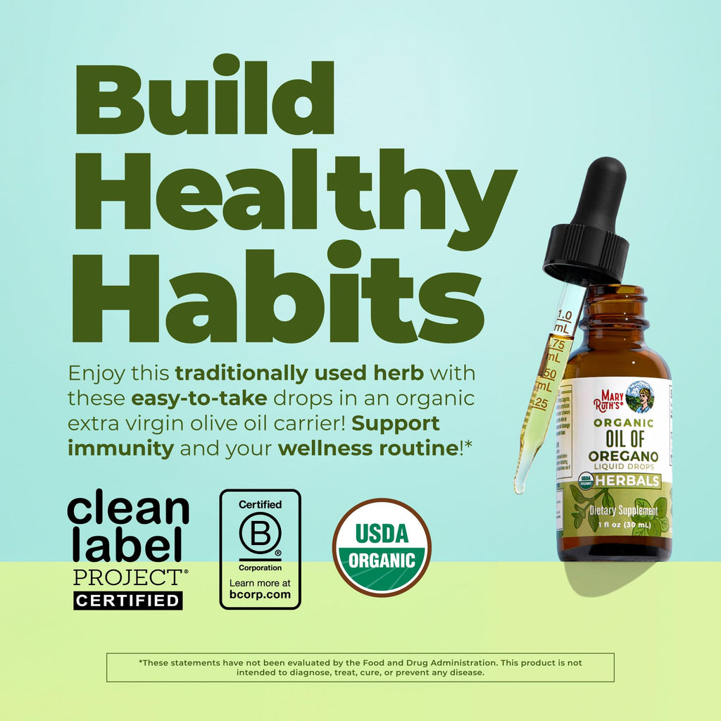 MARYRUTH'S Organic Oil of Oregano Liquid Drops, Sugar Free, 6 Month Supply | 60% Carvacrol, Immune Support Supplement, Traditional Use Herb, Vegan, USDA Organic, CLP Certified, Non-GMO, 200 Servings