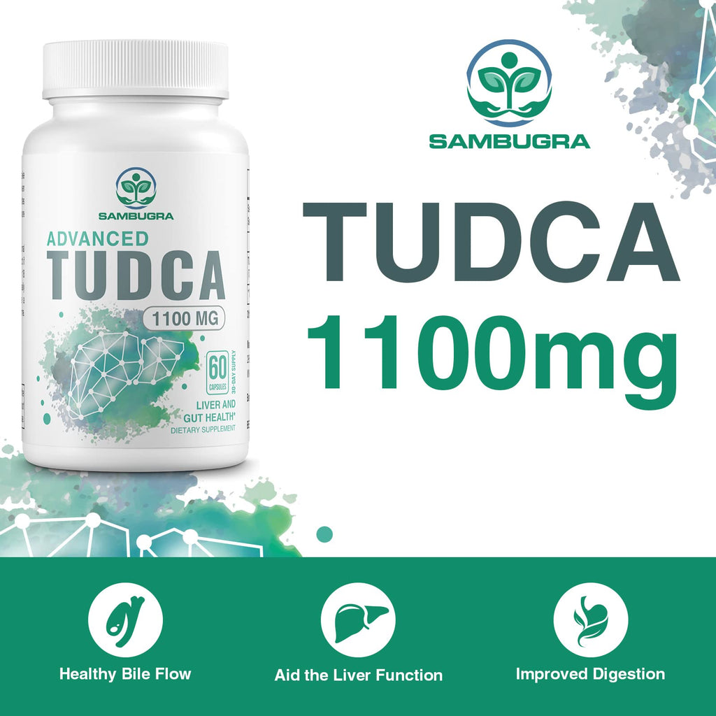Sambugra TUDCA Liver Supplements 1100mg, 3rd Party Tested Ultra Strength Bile Salt TUDCA Supplement, Liver Support for Detox Cleanse and Repair, 120 Capsules