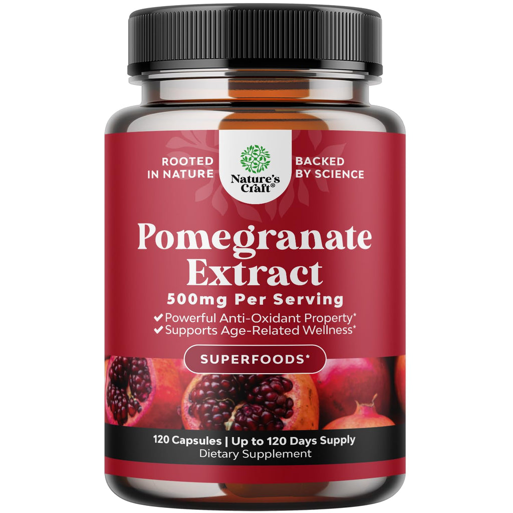 Advanced Pomegranate Extract Capsules - Powerful Antioxidant & Healthy Heart Support - Easy To Swallow Pomegranate Supplement - Superfood for Energy & Gut Health Support - Third Party Tested - 60 Ct