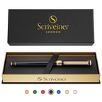 Buy now Scriveiner Black Lacquer Rollerball Pen - Stunning Luxury Pen, Real Gold Plating, Schmidt Ink Refill, Best Roller Ball Gift Set for Men & Women, Professional, Executive Office, Nice Pens at indiglob india