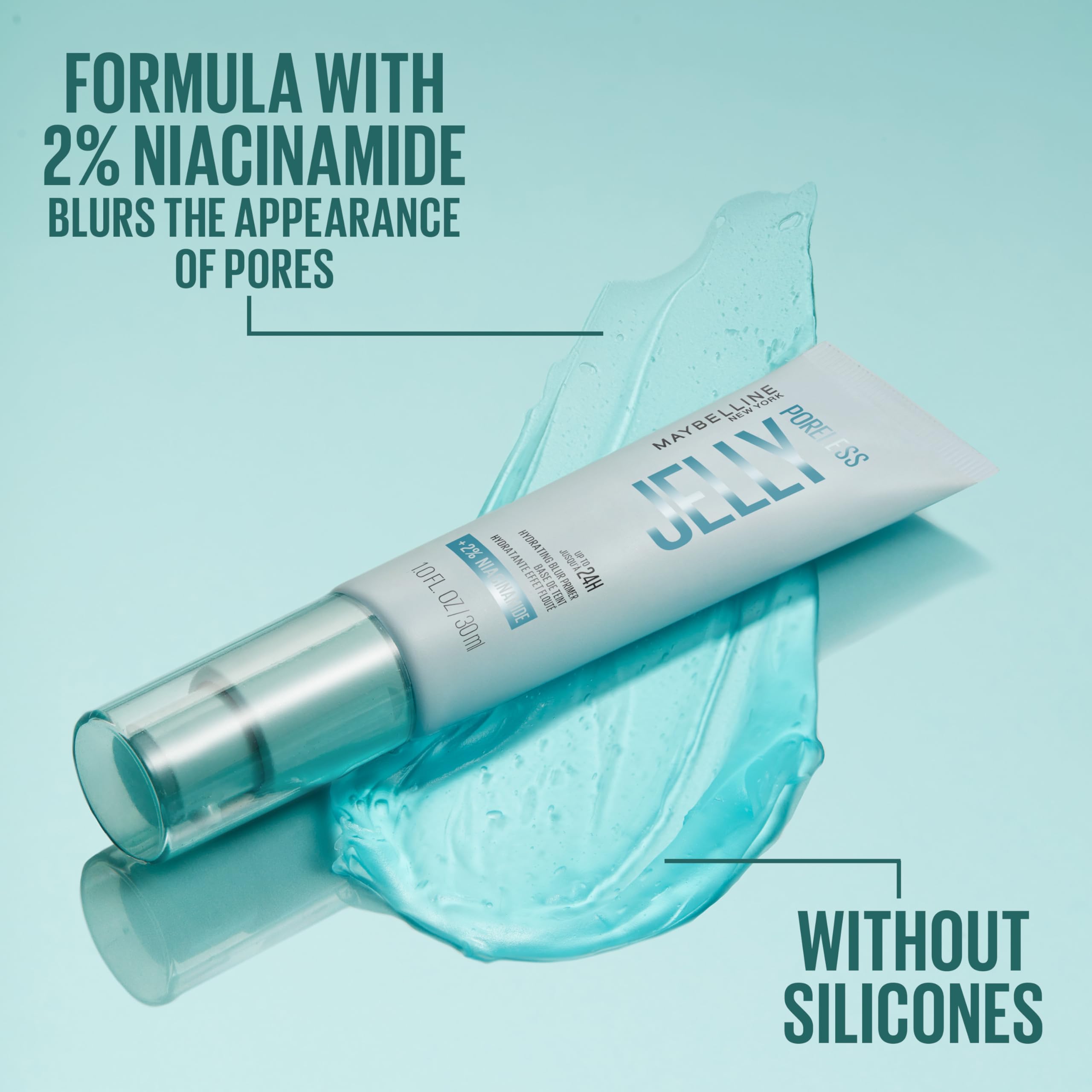 Buy now Maybelline Poreless Jelly Primer, Hydrating, Blurring Makeup Primer with 2% Niacinamide For Up To 24HR Make Up Wear, Clear, 1 Count at indiglob india